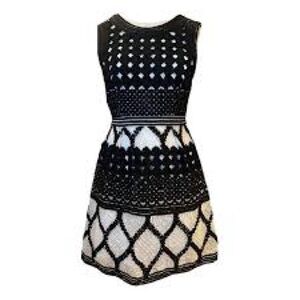 Anthropologie Baraschi Rona Basketweave Dress Size 4 Black & White